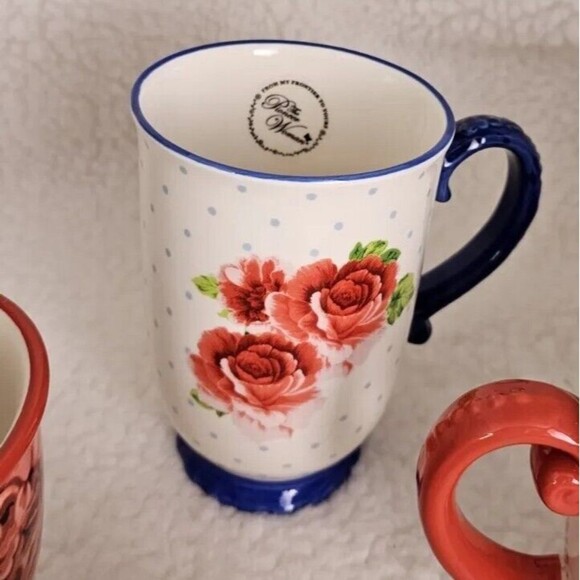 Set of 4 Pioneer Woman Large Country Garden Coffee Mugs /Cups - Picture 4 of 13